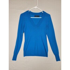 The Limited Sweater Womens XS Merino Wool Blend Blue Lightweight V-Neck Preppy